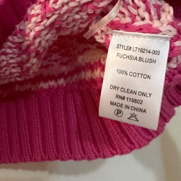 NWT Lush Crochet Striped Top Fuchsia Blush Women’s Size M - Picture 6 of 7